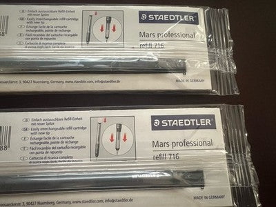 🔴 STAEDTLER Mars Professional refill 716 0,4 mm NOS Made in Germany 2 PEZZI