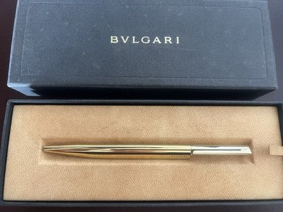 🔴 BULGARI penna sfera Eccentric Twist placcata oro astuccio garanzia scrive