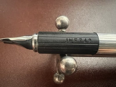 🔴 AURORA penna stilografica Hastil ARGENTO MASSICCIO 925 pennino ORO bianco M