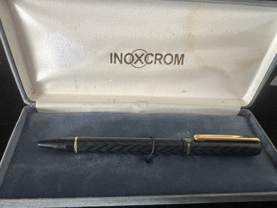 Inoxcrom Stylo-Plume à Bille Vintage Noir-Or Avec Trousse