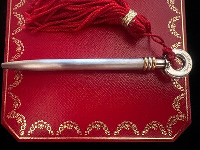 Cartier Stylo-Plume Sphère Plaqué Argent Mini Stylus Pendentif Rare Écrit