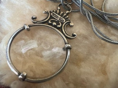 🔴 Collana Argento 925 con ciondolo lente di ingrandimento vintage