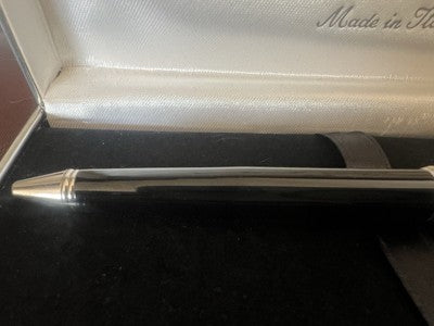César Emiliano Stylo-Plume Sphère Argent 925 Laque Ciselé À Main Garantie