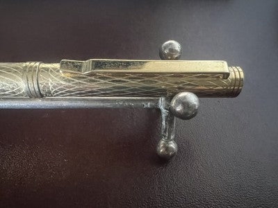 🔴 LALEX penna sfera placcata dorata a rombi scrive vintage con astuccio