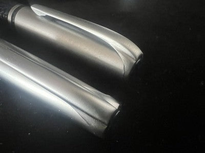 🔴 Penna stilografica cartuccia e sfera lacca cromata e pelle blu vintage NOS