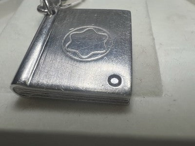 🔴 MONTBLANC 925 Silver pendant small diamond book ingot lobster clasp 