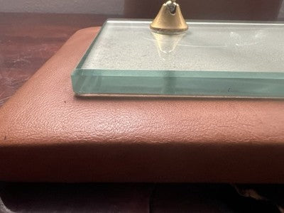 🔴 Base penna scrivania sfera stilografica pelle e posacenere cristallo vintage