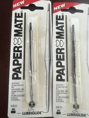 🔴 PAPERMATE refill penna nero medio 3 PEZZI ricambio ricarica inchiostro Aurora