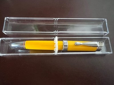 🔴 HARLEY DAVIDSON penna sfera lacca gialla lucida brillante e cromata scrive