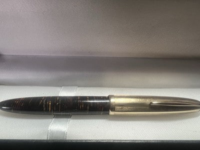 Anchor Füllfederhalter aus Zelluloid mit Druckknopf, Original Gold Vintage 