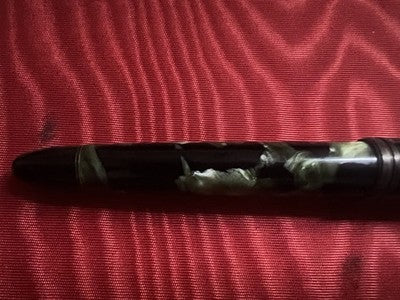 Pen Fountain Pen Resin Green Marbled Cartridge Or Converter (M) Vintage