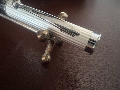 🔴 CERRUTI penna sfera lacca nera profili cromati astuccio contro scatola NOS