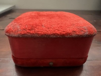 🔴 Scatola box orologio tasca astuccio cofanetto tessuto rosso vintage 1920