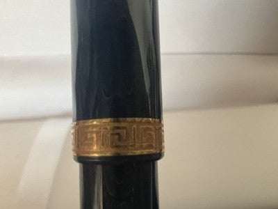 Grand-Mère Stylo-Plume Sphère Extra Bleu Intense Avec Grec Plaqué Or Écrit Cru