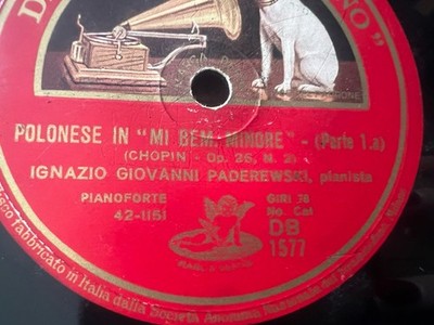 Discs La Voce Del Padrone 78 RPM Gommalacca Chopin Polonese Gramophone 2 Pz
