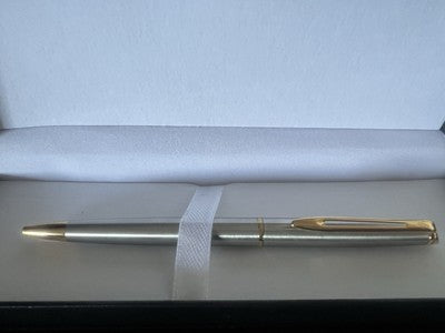🔴 WATERMAN penna sfera Hemisphere cromata profili dorati scrive