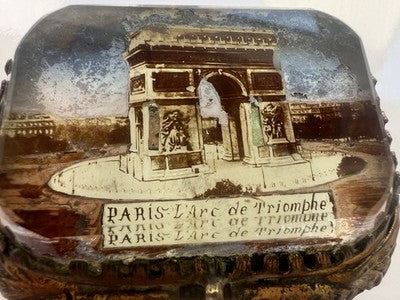 Porte- Bijoux Coffre Verre Vues Arc Triomphe Vintage Paris Belle Epoque
