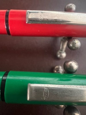 WALKER Stylos À Plume Vert Rouge À Cartouche Écrivent Étui Vintage