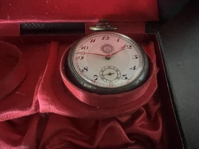 🔴 Scatola orologi tasca box 2 posti Horacelli Genève seta antica Parigi 1800