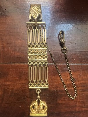 🔴 CATENA orologio tasca Vittoriana chatelaine sigillo pinchbeck antica 1800 N.1