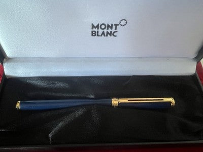 Montblanc Sphere Noblesse Oblige Blue Roller Trim Plated Gold With Pencil Case