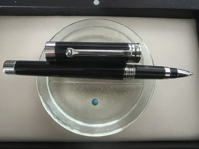 Montegrappa Pen Sphere Word Slim Black Steel Satin Resin Rollerball NOS 