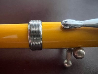 🔴 HARLEY DAVIDSON penna sfera lacca gialla lucida brillante e cromata scrive