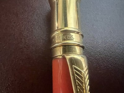 🔴 PARKER penna sfera Duofold Centennial ARANCIONE lacca finiture dorate IIIU