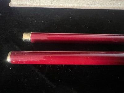 🔴 Vintage NOS roter Lackpatronen- und Kugelschreiber mit Goldverzierungen 