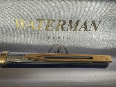 🔴 WATERMAN penna sfera Gentleman cromata particolari laminati oro scrive
