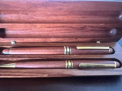 🔴 Penna sfera stilografica LEGNO pennino Iridium 6 scrivono astuccio vintage