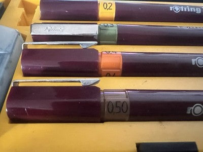 🔴 ROTRING penne Rapidograph da disegno tecnico inchiostro astuccio vintage B