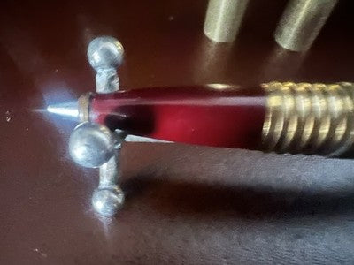 Amerikanischer Stylo-Plume à Bille Double Face Rouge Vert Métal Doré Couleur Vintage 