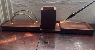 Base Pen Fountain Pen Sphere Set Desk Pen Holder Real Skin Vintage