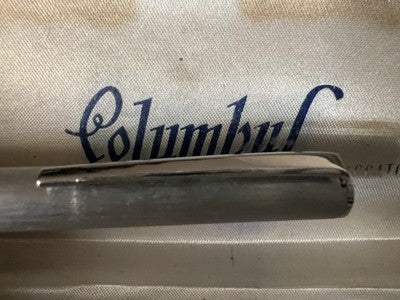🔴 COLUMBUS penna sfera cromata satinata profili lucidi a scatto scrive vintage