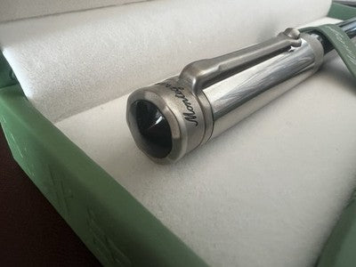 🔴 MONTEGRAPPA penna sfera Parola Slim acciaio satinato e resina nera sfera NOS