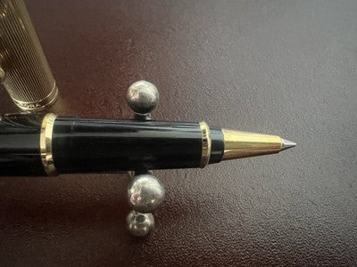 AURORA Stylo À Bille Roller 88 Capuchon Doré À Rayures Corps Noir Garantie 