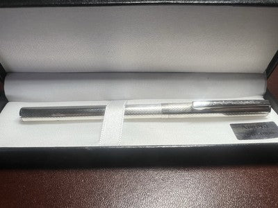 🔴 Penna sfera ARGENTO 925 massiccio cesellato guillocchè scrive vintage 1