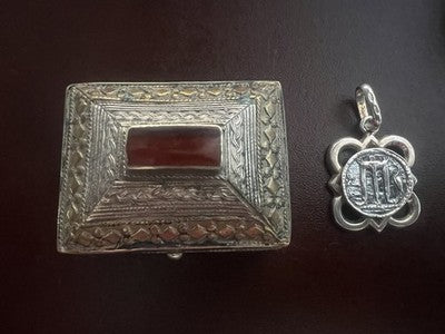 🔴 Ciondolo GERARDO SACCO Argento 925 Maschere & Monete con medaglia vintage