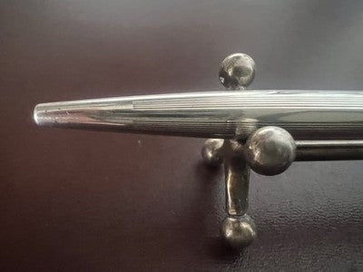 🔴 CARAN D’ACHE penna sfera Madison cromata a righe clip nodino scrive vintage