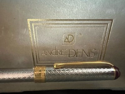 🔴 ANDRÉ DENIS penna sfera guilloché profili dorati bordeaux elegante vintag