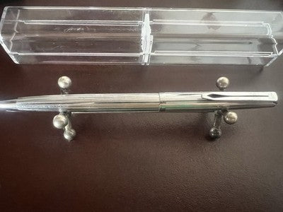 🔴 AURORA penna sfera mille righe cromata scrive vintage anni 1960 A