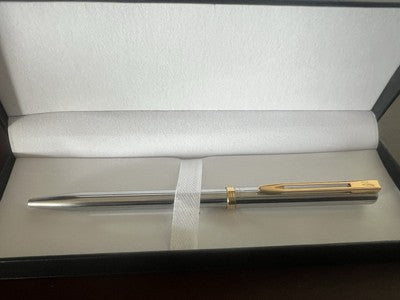 🔴 WATERMAN penna sfera Gentleman cromata particolari laminati oro scrive