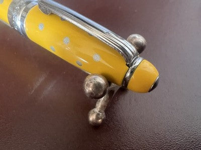 🔴 CAMPO MARZIO mini fountain pen for diary yellow lacquer polka dots writes 