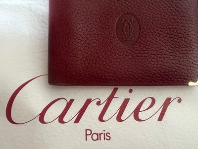 🔴 CARTIER portafoglio uomo carte ed assegni pelle bordeaux originale vintage