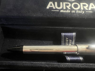🔴 AURORA penna sfera ARGENTO 925 MASSICCIO Idea pennino M mai usata astuccio