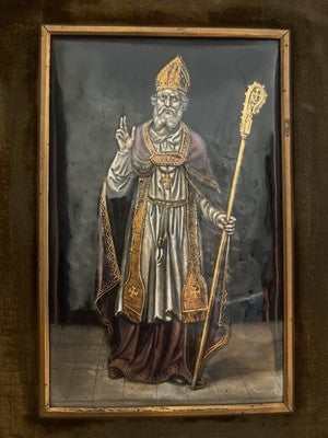 🔴 Quadro LIMOGES arte limosina smalti oro SAN NICOLA Bouasse Lebel Paris antico