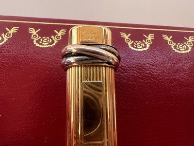 🔴 CARTIER penna a sfera Les Must de Cartier placcata oro godronné Paris NOS
