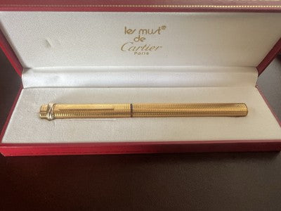 🔴 CARTIER penna stilografica Vendome Trinity placcata oro pennino F cartucce