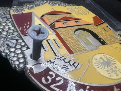 Badge Voiture Métal ADAC Pfalz 1987 De Métal Et Vernis Relief Vintage